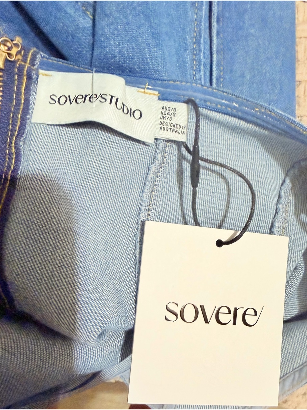 SOVERE Denim Maxi Halter Dress - Blue - Picture 6 of 7